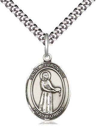 Pewter Saint Petronille Medal Religious Jewelry Engraved Catholic Saint Jewelry