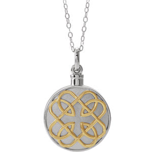 Sterling Silver 14K Gold Gold-Plated Celtic-Inspired Ash Holder 18" Necklace