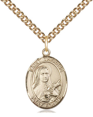 14kt Gold Filled Saint Therese of Lisieux Medal Religious Jewelry Engraved Catholic Saint Jewelry