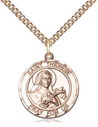 14kt Gold Filled Saint Therese of Lisieux Medal Religious Jewelry Engraved Catholic Saint Jewelry
