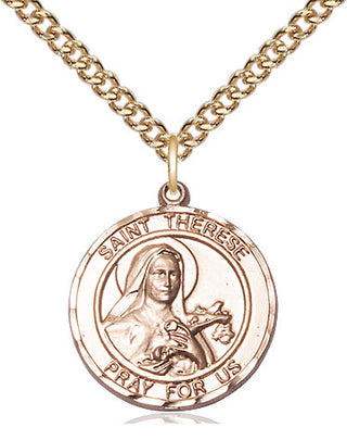 14kt Gold Filled Saint Therese of Lisieux Medal Religious Jewelry Engraved Catholic Saint Jewelry
