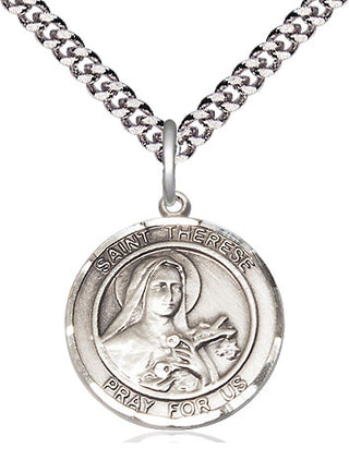 Pewter Saint Therese of Lisieux Medal Religious Jewelry Engraved Catholic Saint Jewelry