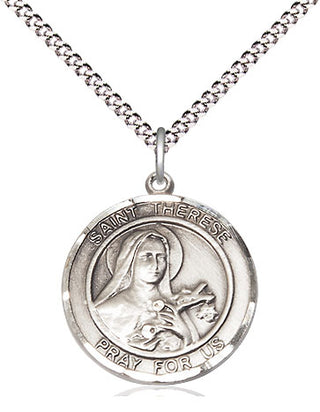 Sterling Silver Saint Therese of Lisieux Medal Religious Jewelry Engraved Catholic Saint Jewelry