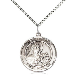 Sterling Silver Saint Therese of Lisieux Medal Religious Jewelry Engraved Catholic Saint Jewelry