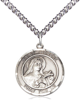 Sterling Silver Saint Therese of Lisieux Medal Religious Jewelry Engraved Catholic Saint Jewelry