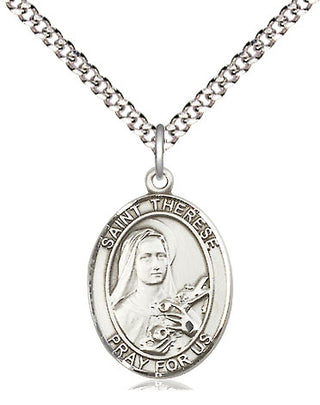 Sterling Silver Saint Therese of Lisieux Medal Religious Jewelry Engraved Catholic Saint Jewelry