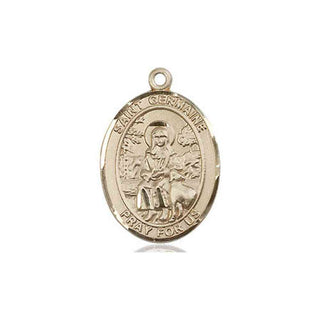 14kt Gold Filled Saint Germaine Cousin Medal Engraved Catholic Saint Jewelry