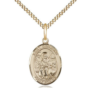 14kt Gold Filled Saint Germaine Cousin Medal Religious Jewelry Engraved Catholic Saint Jewelry