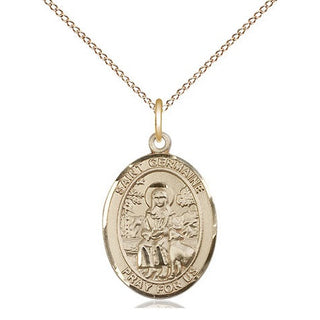 14kt Gold Saint Germaine Cousin Medal Engraved Catholic Saint Jewelry