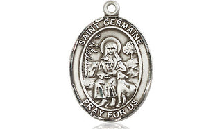 Pewter Saint Germaine Cousin Medal Engraved Catholic Saint Jewelry