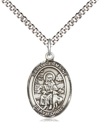 Pewter Saint Germaine Cousin Medal Religious Jewelry Engraved Catholic Saint Jewelry