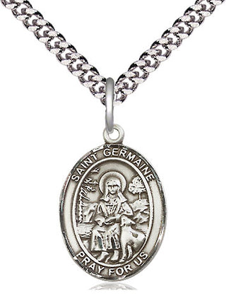 Pewter Saint Germaine Cousin Medal Religious Jewelry Engraved Catholic Saint Jewelry