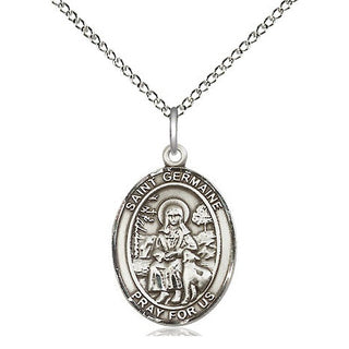 Sterling Silver Saint Germaine Cousin Medal Religious Jewelry Engraved Catholic Saint Jewelry