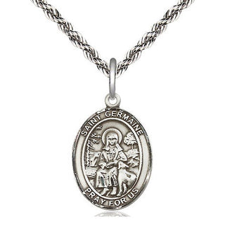 Sterling Silver Saint Germaine Cousin Medal Religious Jewelry Engraved Catholic Saint Jewelry