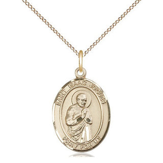 14kt Gold Filled Saint Isaac Jogues Medal Religious Jewelry Engraved Catholic Saint Jewelry