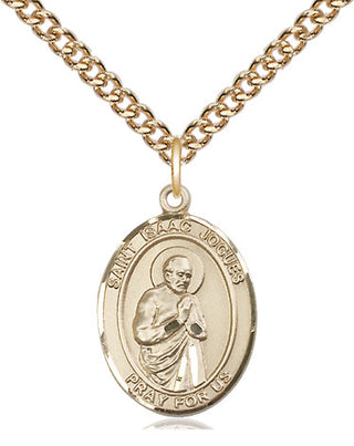 14kt Gold Filled Saint Isaac Jogues Medal Religious Jewelry Engraved Catholic Saint Jewelry