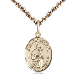 14kt Gold Filled Saint Isaac Jogues Medal Religious Jewelry Engraved Catholic Saint Jewelry