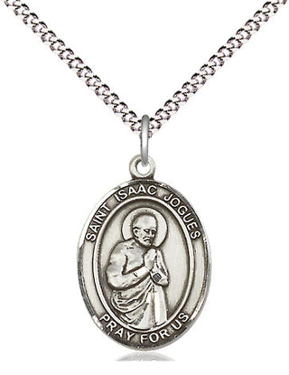 Pewter Saint Isaac Jogues Medal Religious Jewelry Engraved Catholic Saint Jewelry