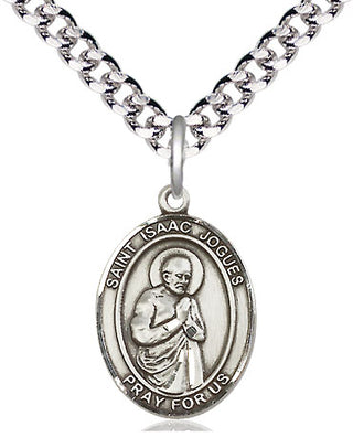 Pewter Saint Isaac Jogues Medal Religious Jewelry Engraved Catholic Saint Jewelry
