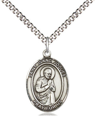 Pewter Saint Isaac Jogues Medal Religious Jewelry Engraved Catholic Saint Jewelry