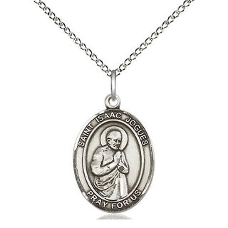 Sterling Silver Saint Isaac Jogues Medal Religious Jewelry Engraved Catholic Saint Jewelry
