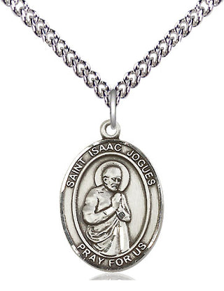 Sterling Silver Saint Isaac Jogues Medal Religious Jewelry Engraved Catholic Saint Jewelry