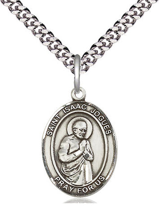 Sterling Silver Saint Isaac Jogues Medal Religious Jewelry Engraved Catholic Saint Jewelry
