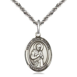 Sterling Silver Saint Isaac Jogues Medal Religious Jewelry Engraved Catholic Saint Jewelry