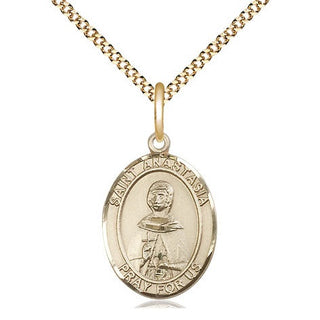 14kt Gold Filled Saint Anastasia Medal Religious Jewelry Engraved Catholic Saint Jewelry