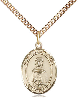 14kt Gold Filled Saint Anastasia Medal Religious Jewelry Engraved Catholic Saint Jewelry