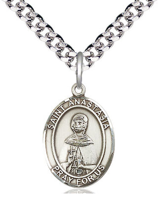 Pewter Saint Anastasia Medal Religious Jewelry Engraved Catholic Saint Jewelry