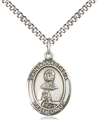 Sterling Silver Saint Anastasia Medal Religious Jewelry Engraved Catholic Saint Jewelry