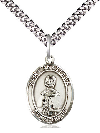 Sterling Silver Saint Anastasia Medal Religious Jewelry Engraved Catholic Saint Jewelry