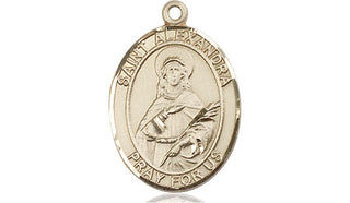 14kt Gold Filled Saint Alexandra Medal Engraved Catholic Saint Jewelry