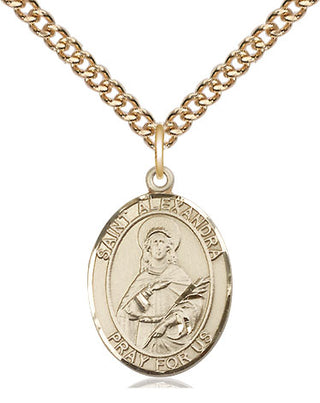 14kt Gold Saint Alexandra Medal Engraved Catholic Saint Jewelry