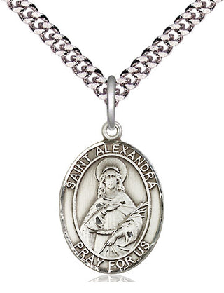 Pewter Saint Alexandra Medal Religious Jewelry Engraved Catholic Saint Jewelry