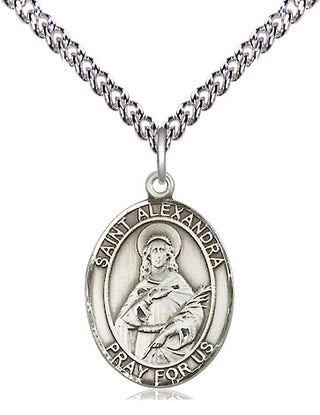 Sterling Silver Saint Alexandra Medal Religious Jewelry Engraved Catholic Saint Jewelry