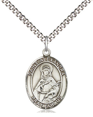 Sterling Silver Saint Alexandra Medal Religious Jewelry Engraved Catholic Saint Jewelry