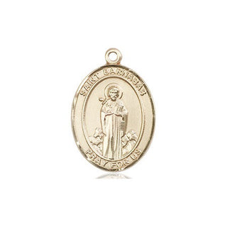 14kt Gold Saint Barnabas Medal Engraved Catholic Saint Jewelry