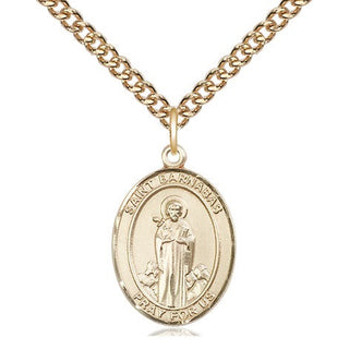 14kt Gold Saint Barnabas Medal Engraved Catholic Saint Jewelry