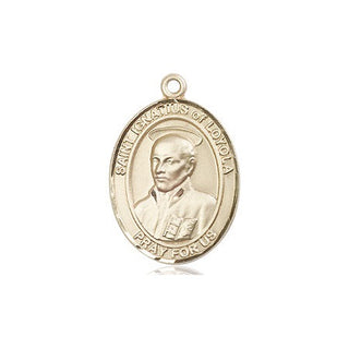 14kt Gold Saint Ignatius of Loyola Medal Engraved Catholic Saint Jewelry