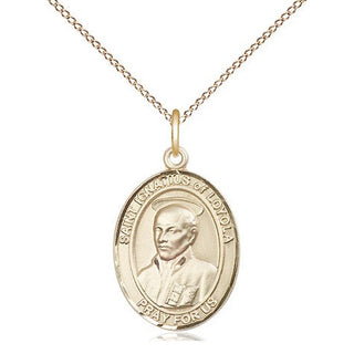 14kt Gold Saint Ignatius of Loyola Medal Engraved Catholic Saint Jewelry