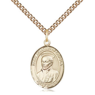 14kt Gold Saint Ignatius of Loyola Medal Engraved Catholic Saint Jewelry