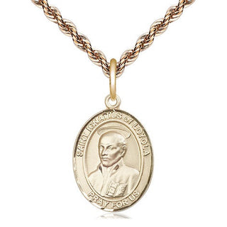 14kt Gold Saint Ignatius of Loyola Medal Engraved Catholic Saint Jewelry