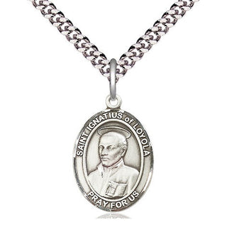 Pewter Saint Ignatius of Loyola Medal Religious Jewelry Engraved Catholic Saint Jewelry