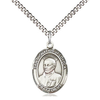 Pewter Saint Ignatius of Loyola Medal Religious Jewelry Engraved Catholic Saint Jewelry