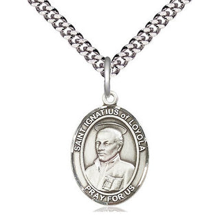Pewter Saint Ignatius of Loyola Medal Religious Jewelry Engraved Catholic Saint Jewelry