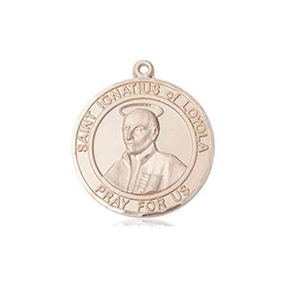 14kt Gold Saint Ignatius of Loyola Medal Engraved Catholic Saint Jewelry