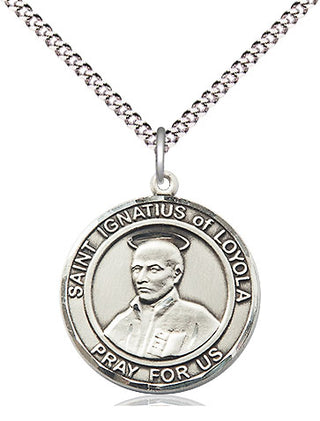 Sterling Silver Saint Ignatius of Loyola Medal Religious Jewelry Engraved Catholic Saint Jewelry