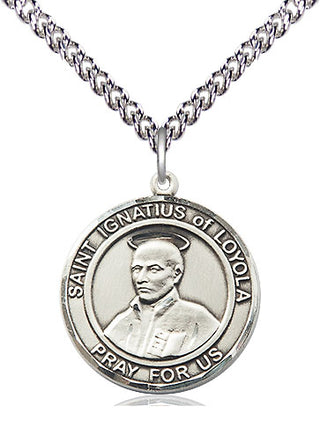Sterling Silver Saint Ignatius of Loyola Medal Religious Jewelry Engraved Catholic Saint Jewelry